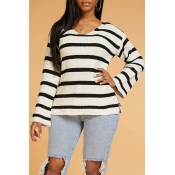 Lovely Casual Striped Black Sweater