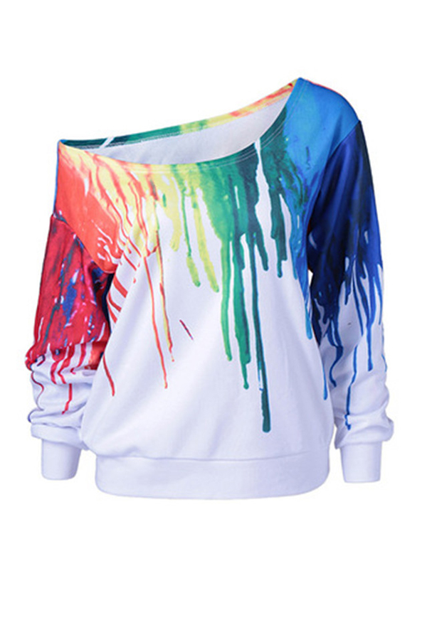 

Lovely Casual Print White Plus Size Blouse