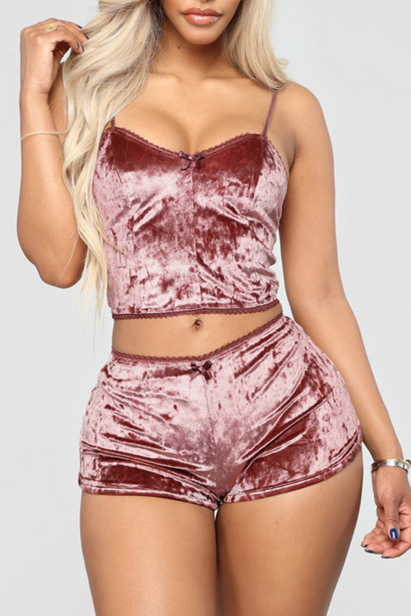 

Lovely Chic Sleeveless Dusty Pink Two-piece Shorts Set