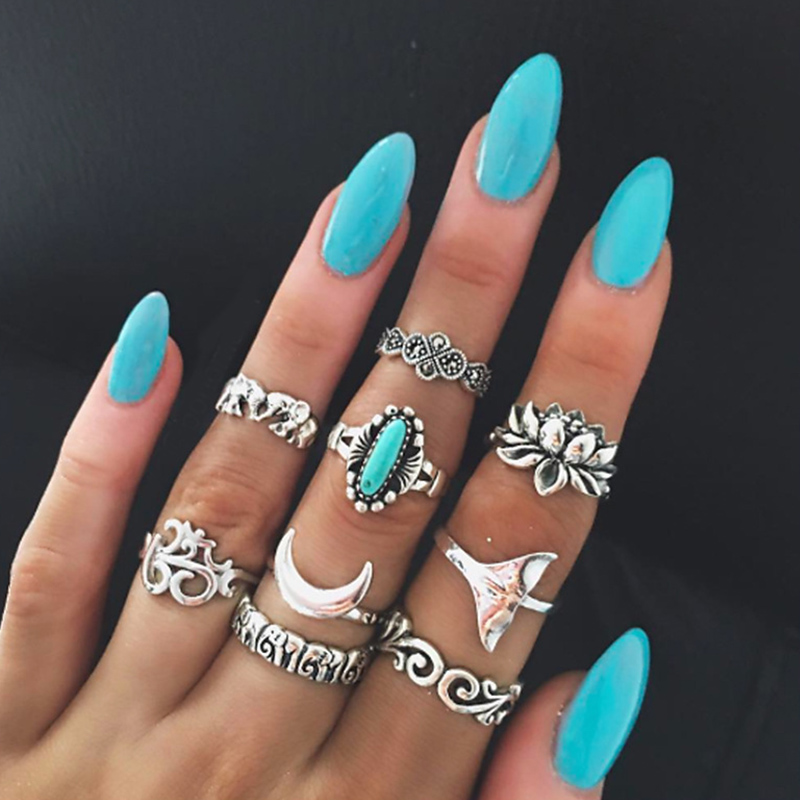 

Lovely Chic 9-piece Silver Ring