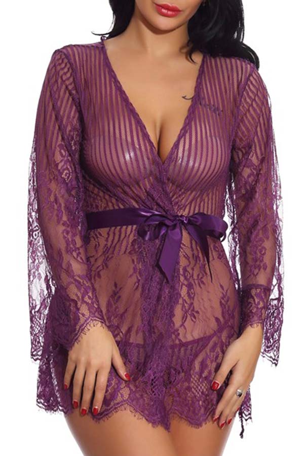 Lovely Sexy See-through Purple Babydolls