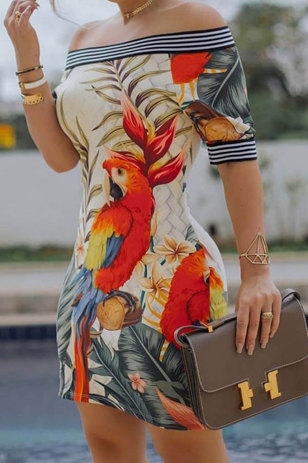 

Lovely Chic Striped Print Multicolor Mini Dress, Multi