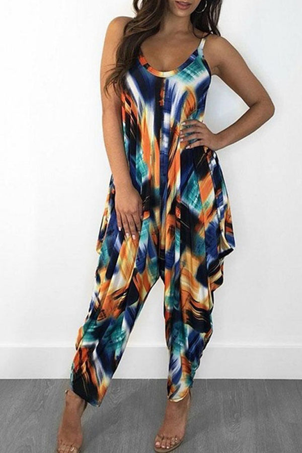 

Lovely Casual Loose Print Multicolor One-piece Jumpsuit, Multi