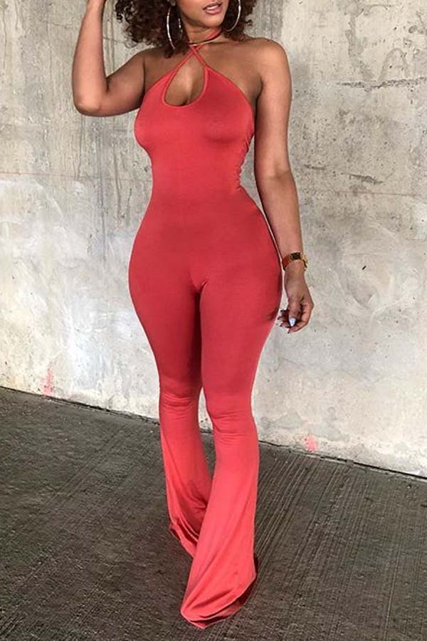 

Lovely Chic Dew Shoulder Red One-piece Jumpsuit