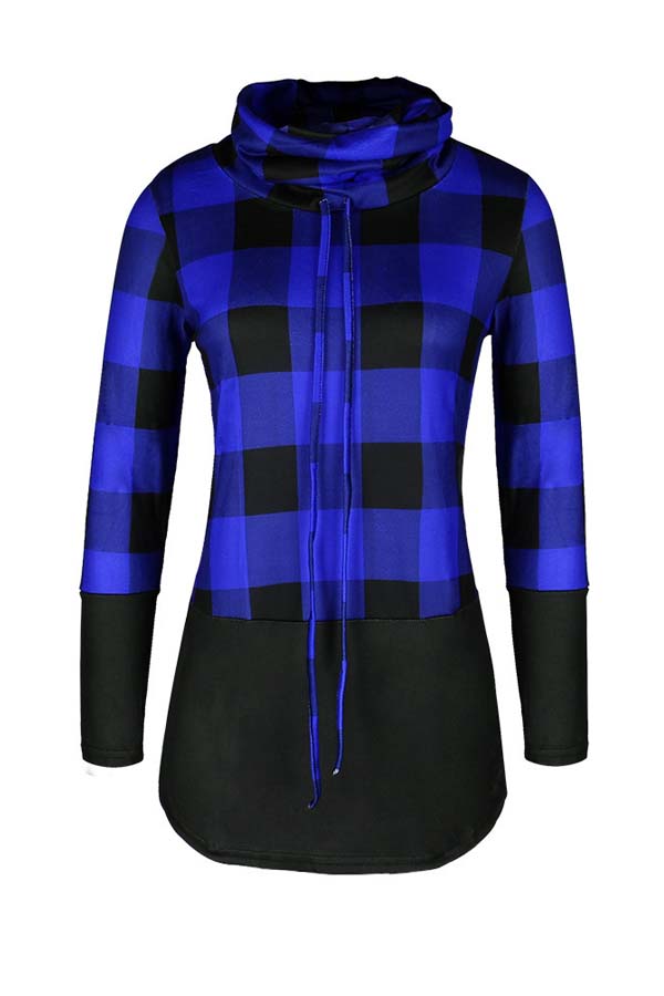 Lovely Casual Patchwork Blue Plus Size Hoodie