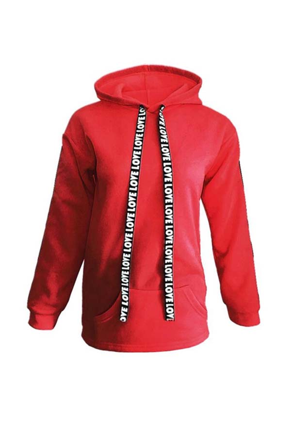 

Lovely Casual Hooded Collar Red Plus Size Hoodie