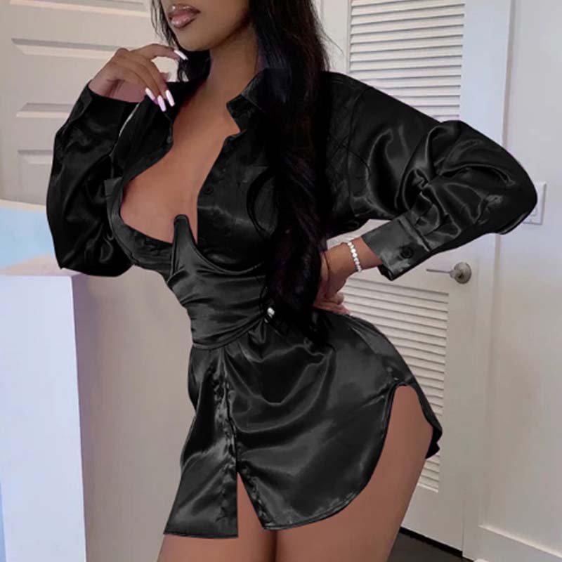 

Lovely Chic V Neck Black Mini Dress