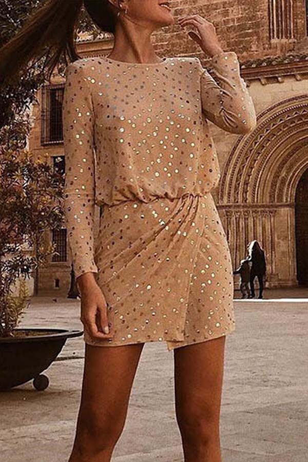 

Lovely Casual Dot Apricot Two-piece Skirt Set