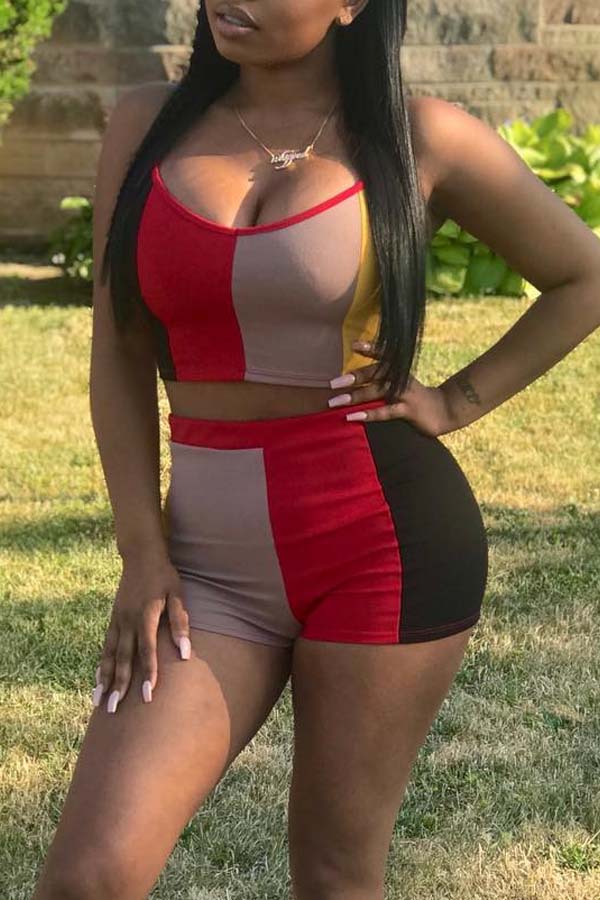 

Lovely Casual Print White Two-piece Shorts Set, Red