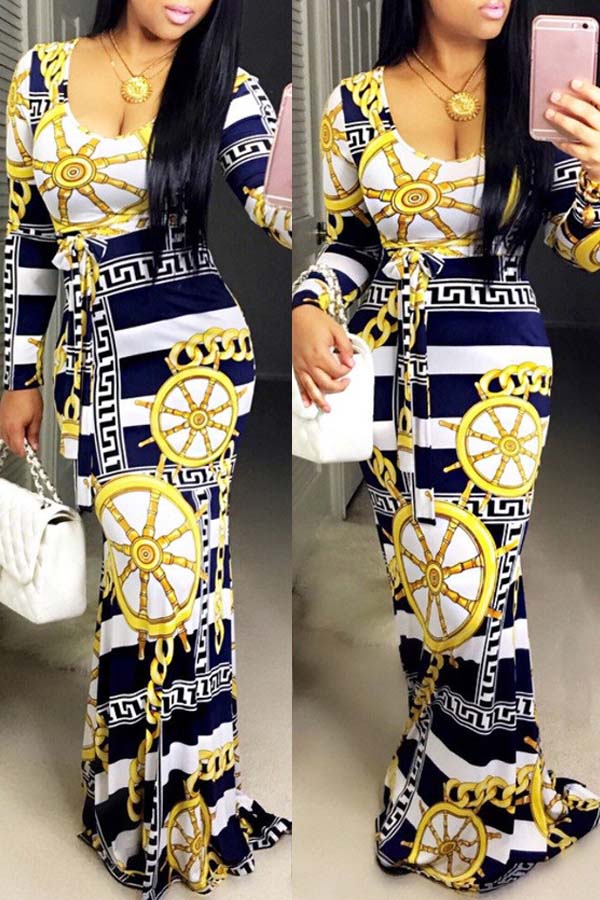 

Lovely Bohemian Print Blue Maxi Dress
