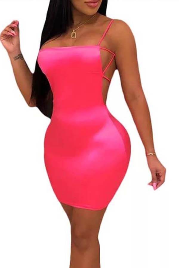 

Lovely Chic Backless Pink Mini Dress