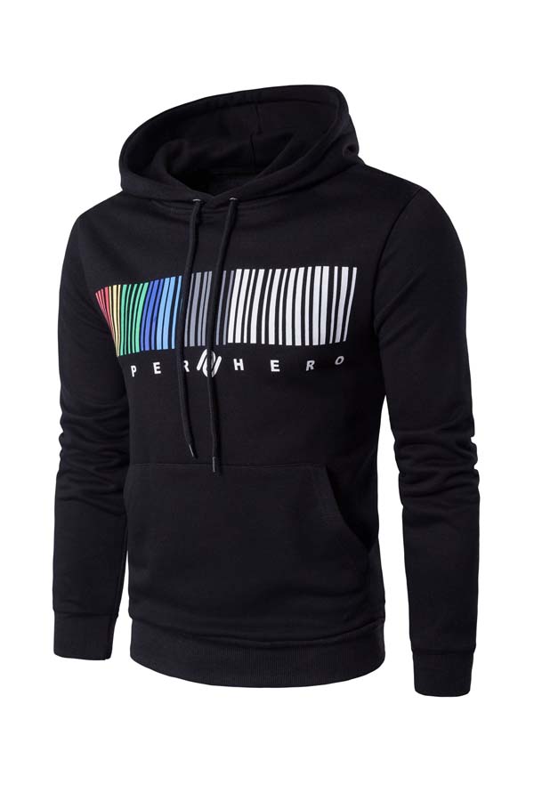 

Lovely Casual Hooded Collar Print Black Hoodie