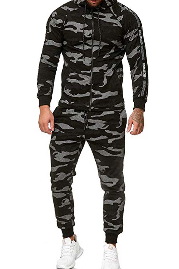 

Lovely Casual Camo Print Black Two-piece Pants Set