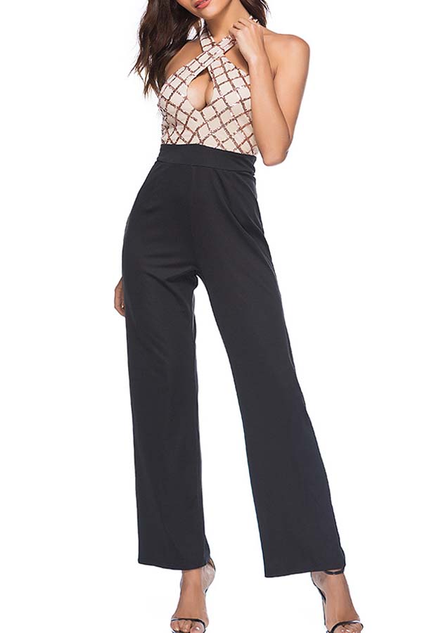 

Lovely Casual Patchwork Apricot One-piece Jumpsuit