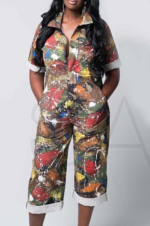 

Lovely Sexy Camo Print Green One-piece Jumpsuit