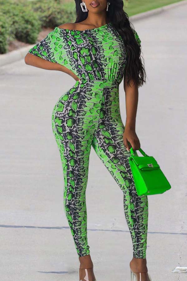 

Lovely Work Print Green One-piece Jumpsuit