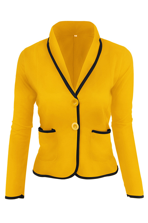 

Lovely Trendy Buttons Design Yellow Blazer