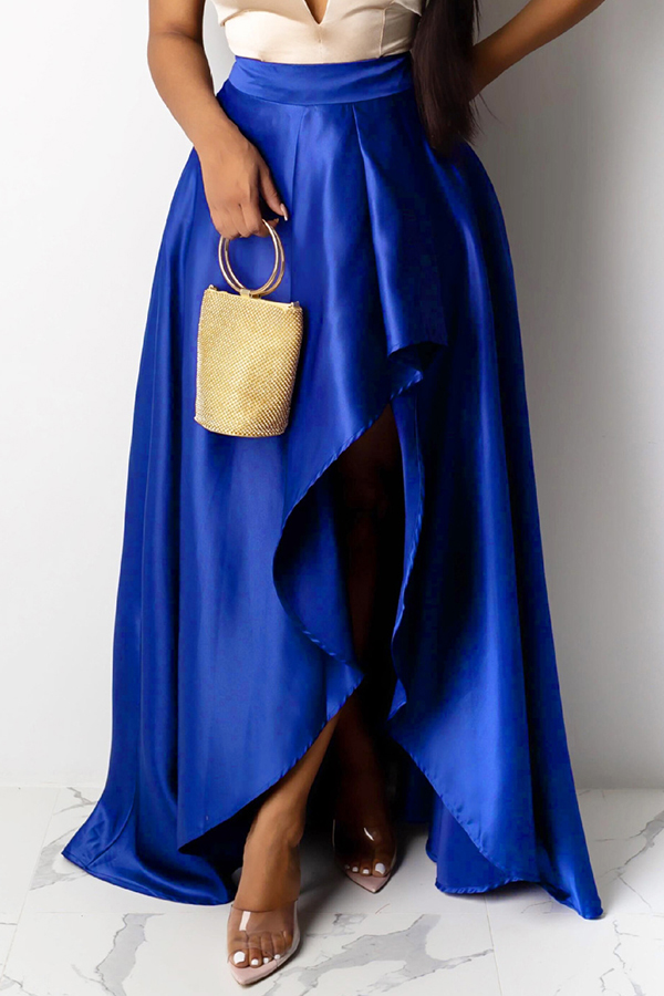 

Lovely Casual Asymmetrical Royalblue Skirt