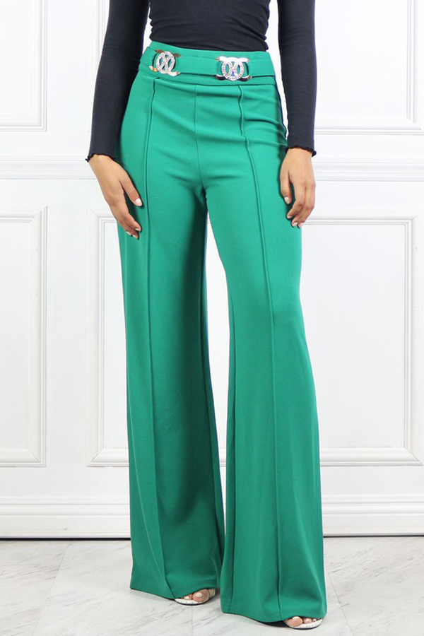 

Lovely Leisure Loose Green Pants
