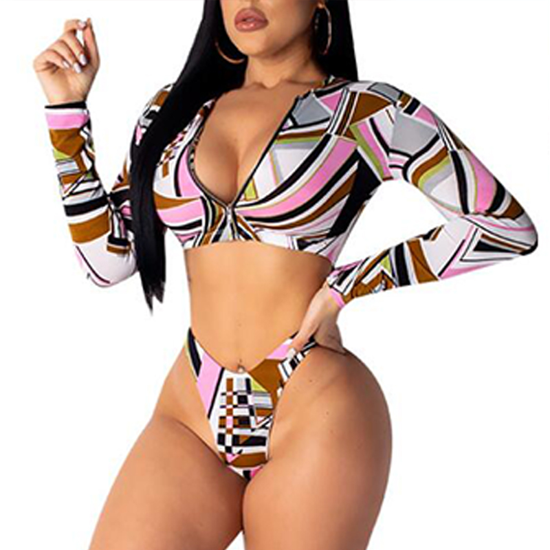 

Lovely Print Pink Two-piece Swimsuit