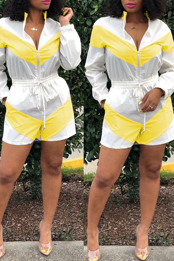 

Lovely Chic Patchwork Yellow One-piece Romper