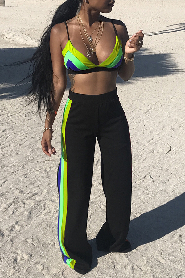 

Lovely Casual Print Yellow Two-piece Pants Set