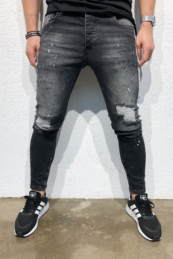 

Lovely Casual Hollow-out Black Jeans