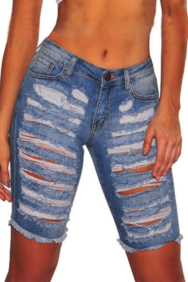 

Lovely Chic Hollow-out Blue Shorts