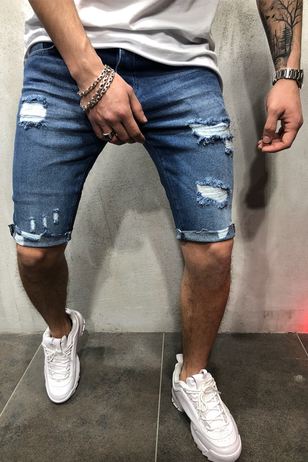

Men Lovely Casual Skinny Baby Blue Shorts
