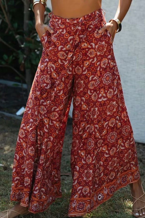 

Lovely Chic Loose Print Red Pants