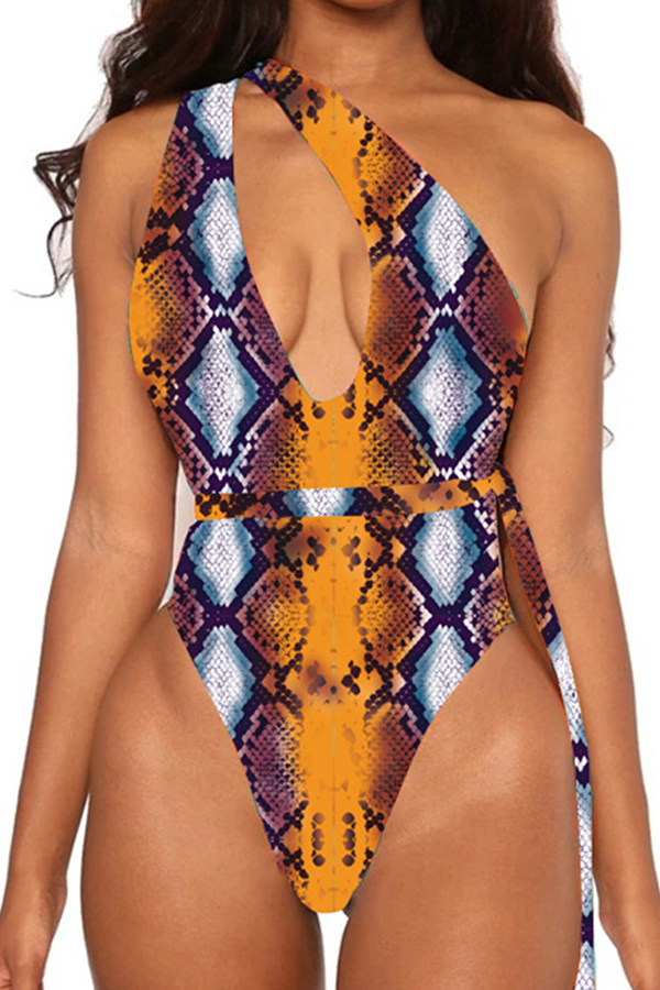 

Lovely Backless Print One-piece Swimsuit, Cobra