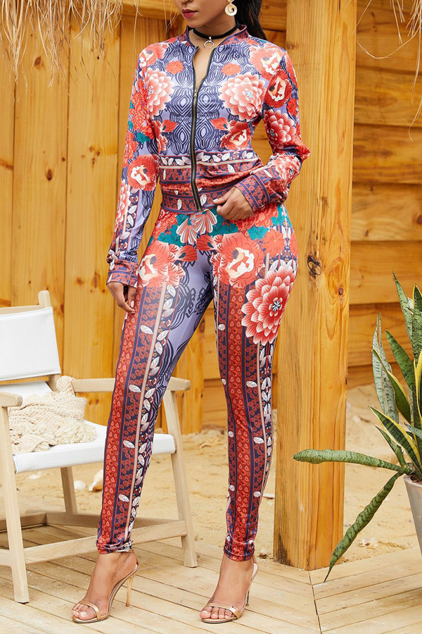 

Lovely Chic Print Multicolor Two-piece Pants Set, Multi