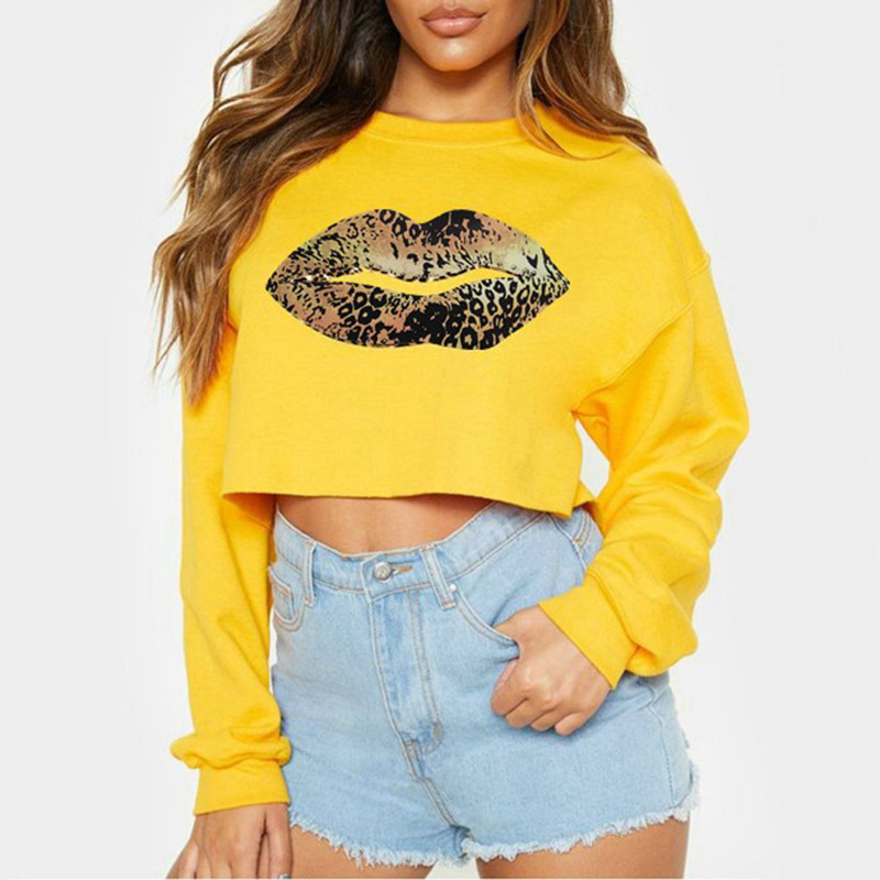 

Lovely Casual Lip Print Yellow Hoodie