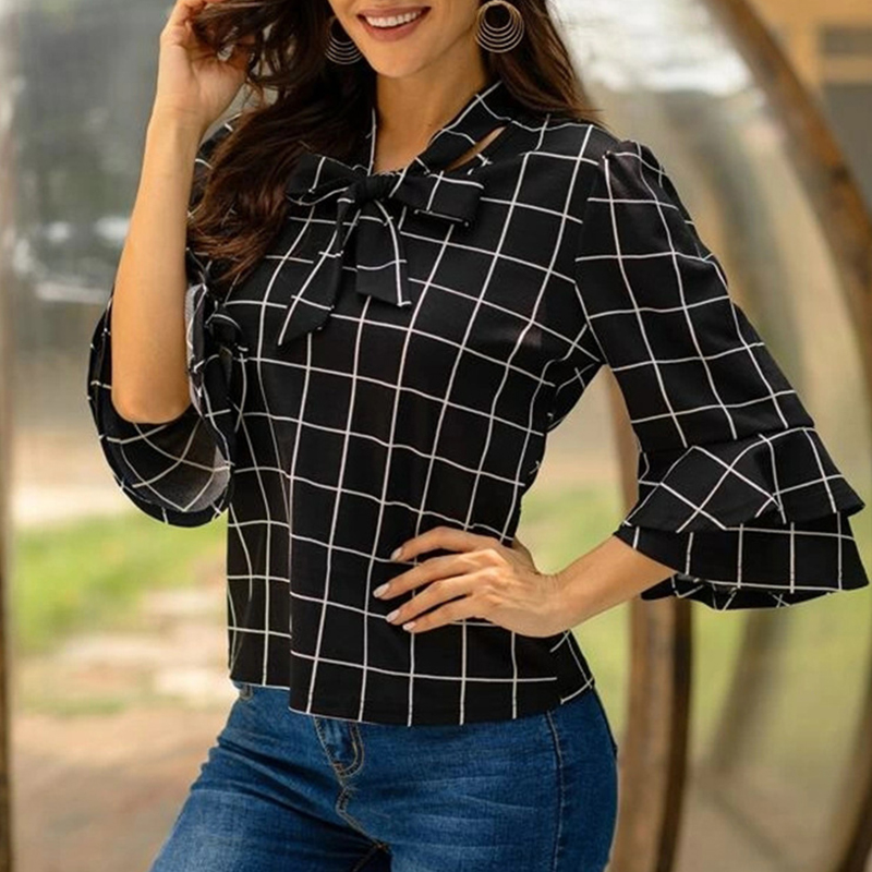 

Lovely Work Plaid Print Black Shirt