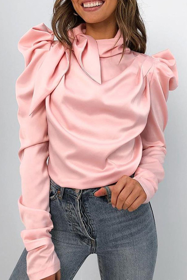 

Lovely Sweet Fold Design Pink Blouse