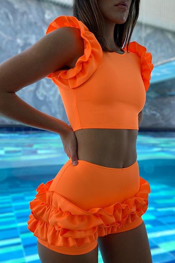 

Lovely Flounce Design Croci Two-piece Swimsuit
