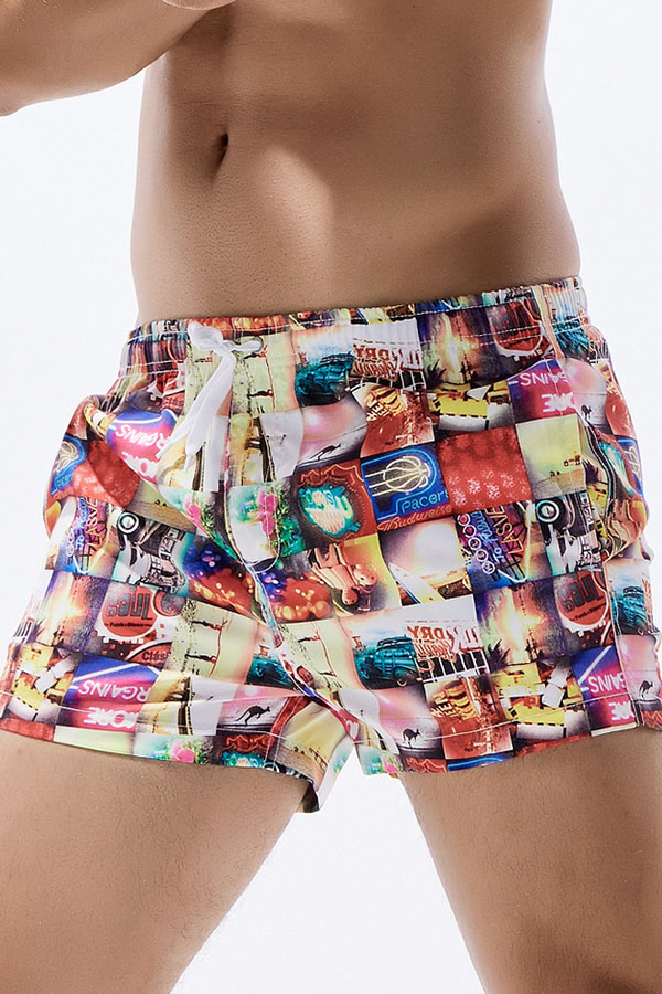 

Lovely Chic Color-lump Patchwork Red Shorts