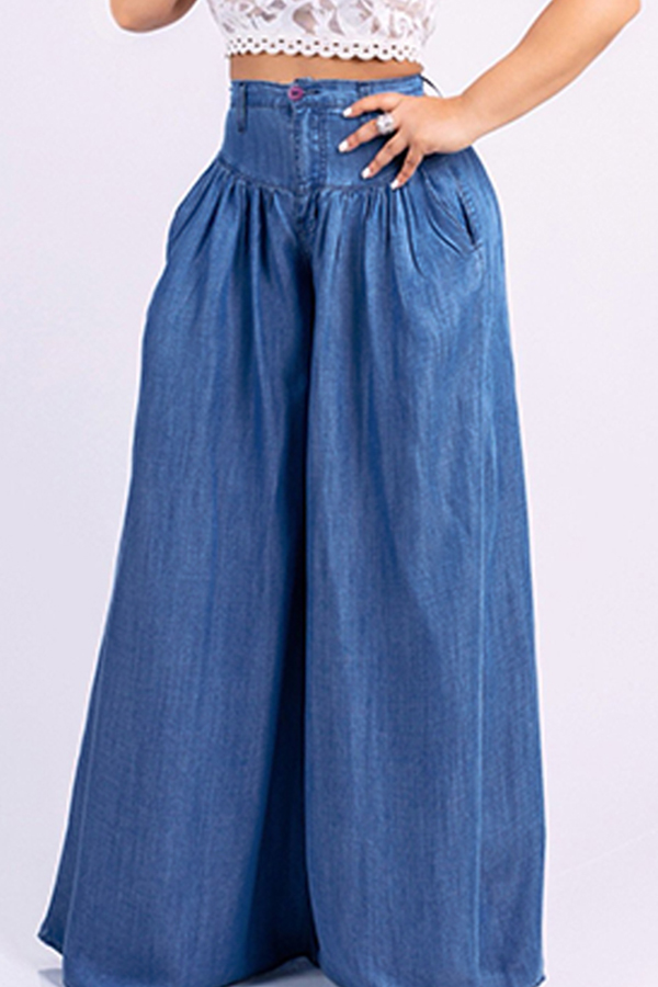 

Lovely Casual Loose Deep Blue Jeans