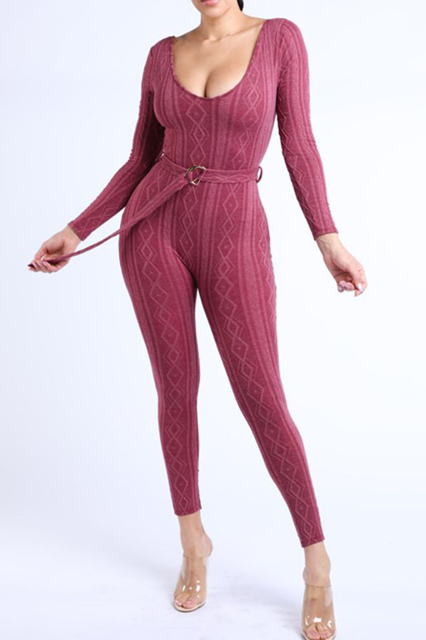 

Lovely Trendy V Neck Skinny Dull Red One-piece Jumpsuit