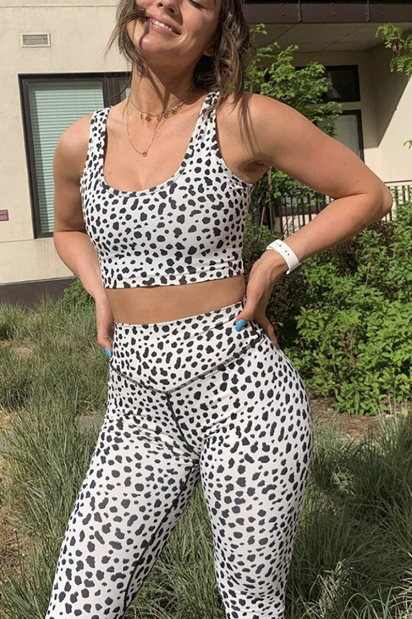 

Lovely Chic Dot Print Black Two-piece Pants Set, Black dot
