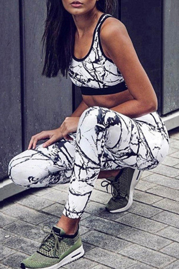 

Lovely Chic Print White Two-piece Pants Set