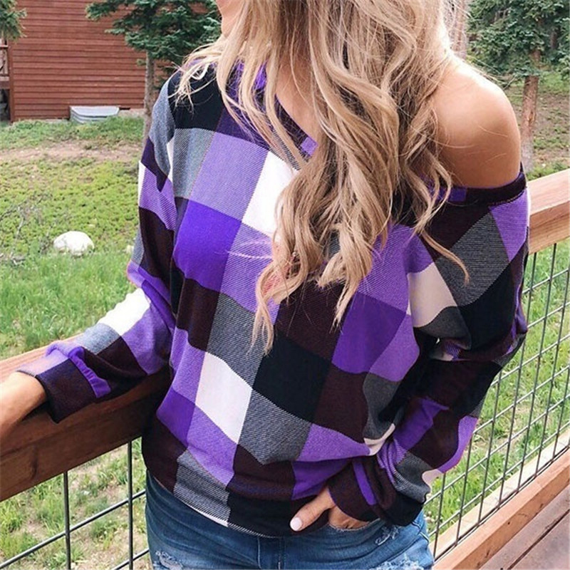 

Lovely Chic Plaid Print Purple Sweatshirt Hoodie