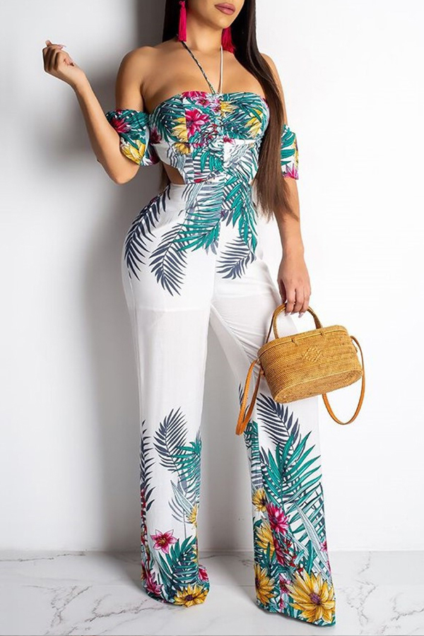 

Lovely Leisure Dew Shoulder White One-piece Jumpsuit
