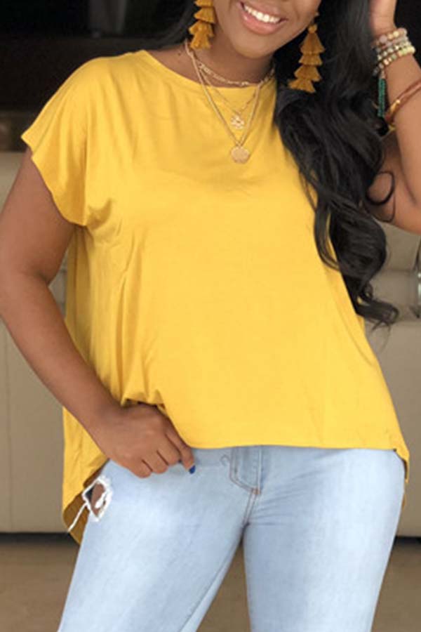 

Lovely Casual Basic Yellow T-shirt