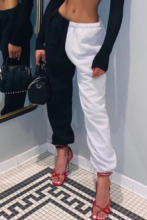 

Lovely Casual Patchwork White Pants