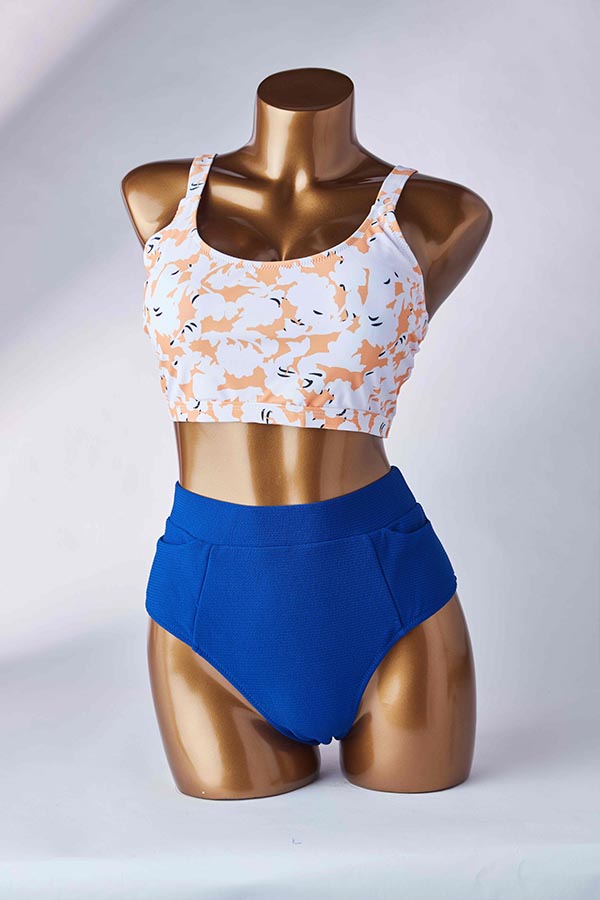 

Lovely Bohemian Print Navy Blue Two-piece Swimsuit