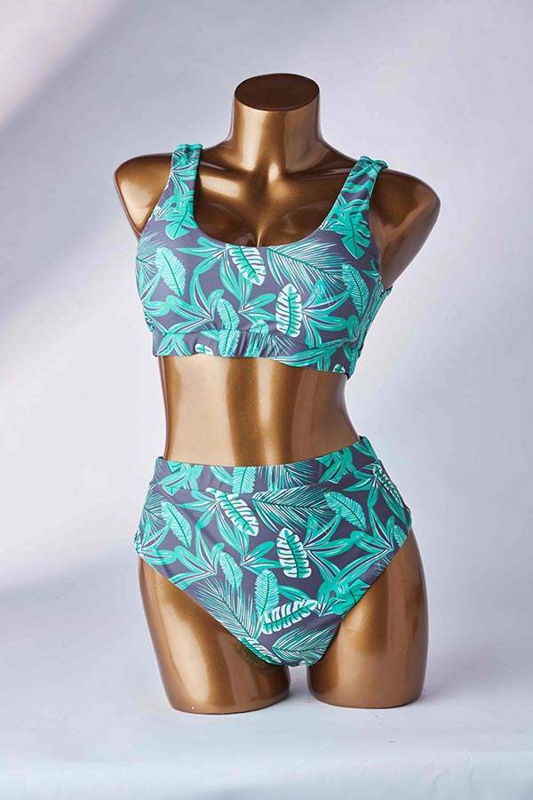 

Lovely Print Green Two-piece Swimsuit