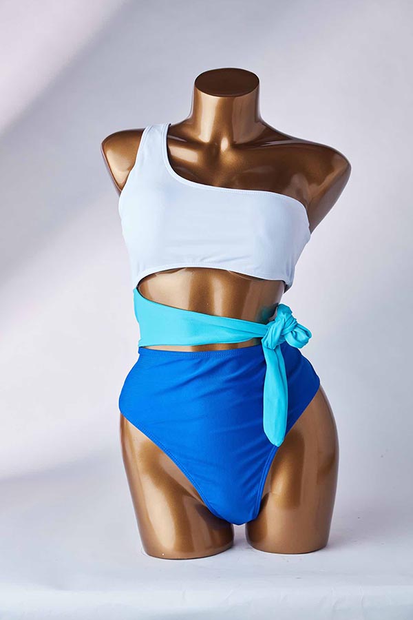 

Lovely Knot Design Blue One-piece Swimsuit