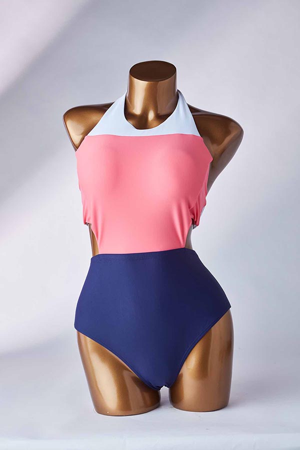 

Lovely Patchwork Multicolor One-piece Swimsuit, Multi