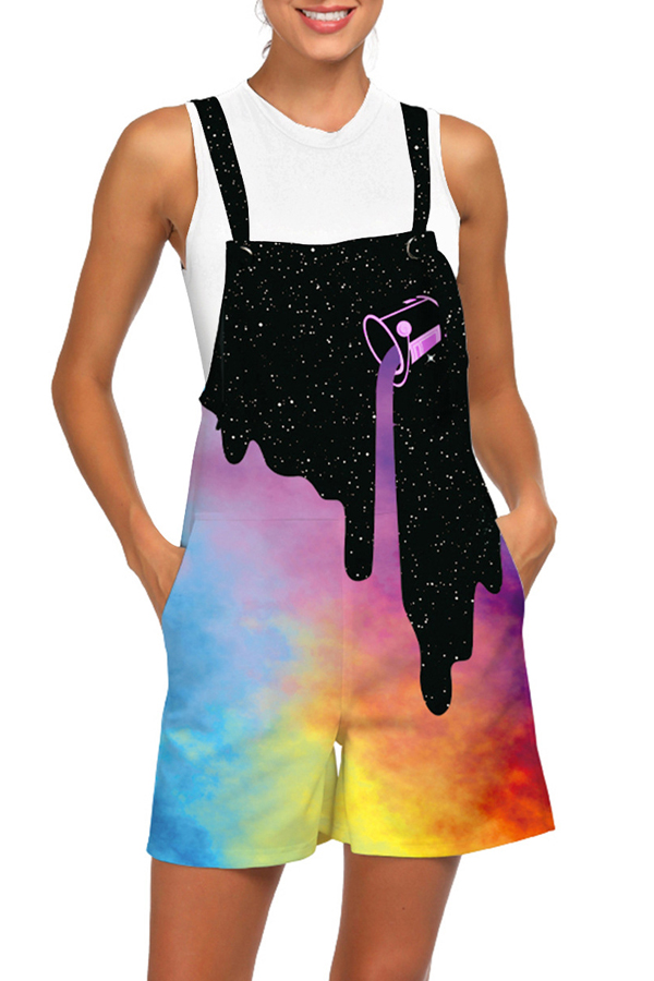 

Lovely Casual Print Black One-piece Romper